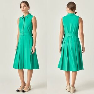 ❤️‍🔥Firm Price❤️‍🔥 English Factory SLEEVELESS PLEATED MIDI DRESS